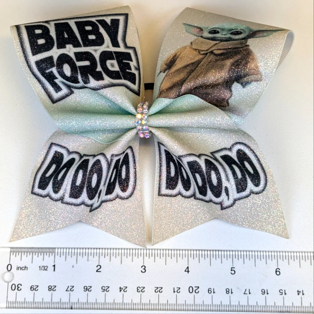 🎃 Baby Yoda Grogu Glittery Hair Bow Tie Handmade